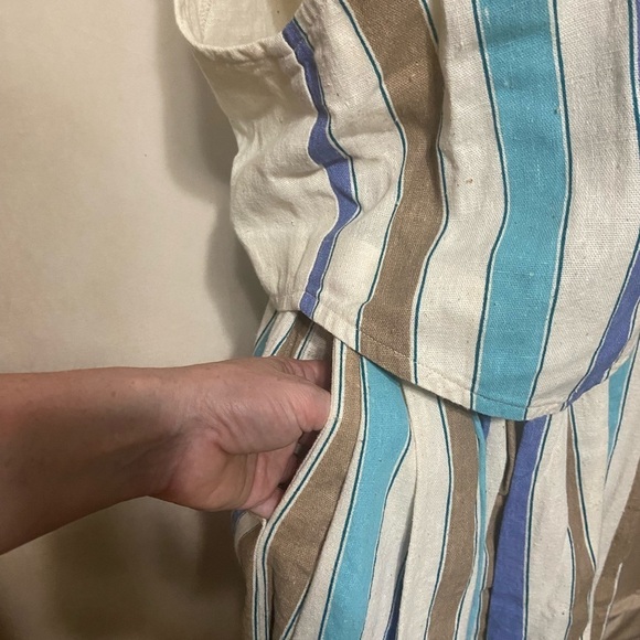 Handmade women's maxi skirt and vest set vertical stripe cottage prairie EUC - Picture 4 of 7